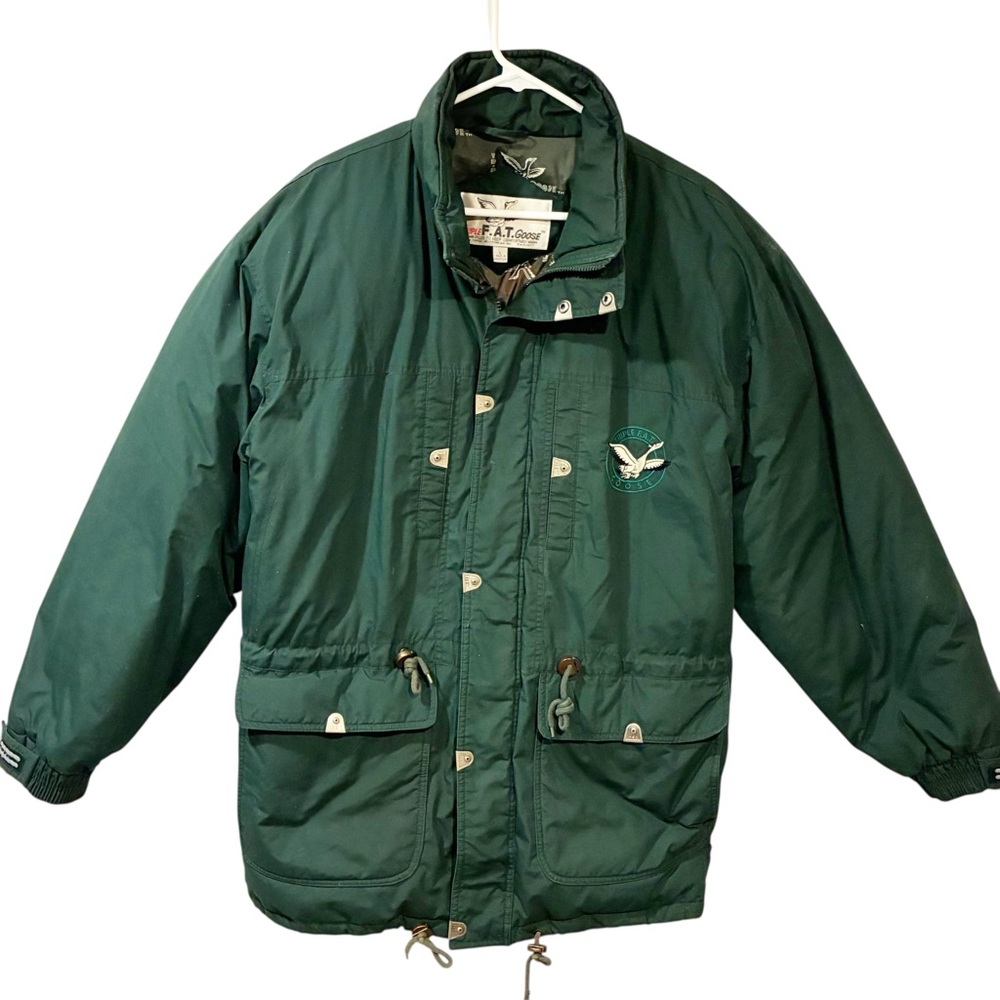 Triple Fat Goose Vintage 90s Jacket Green  Hooded Puffer Down Parka Men’s Large